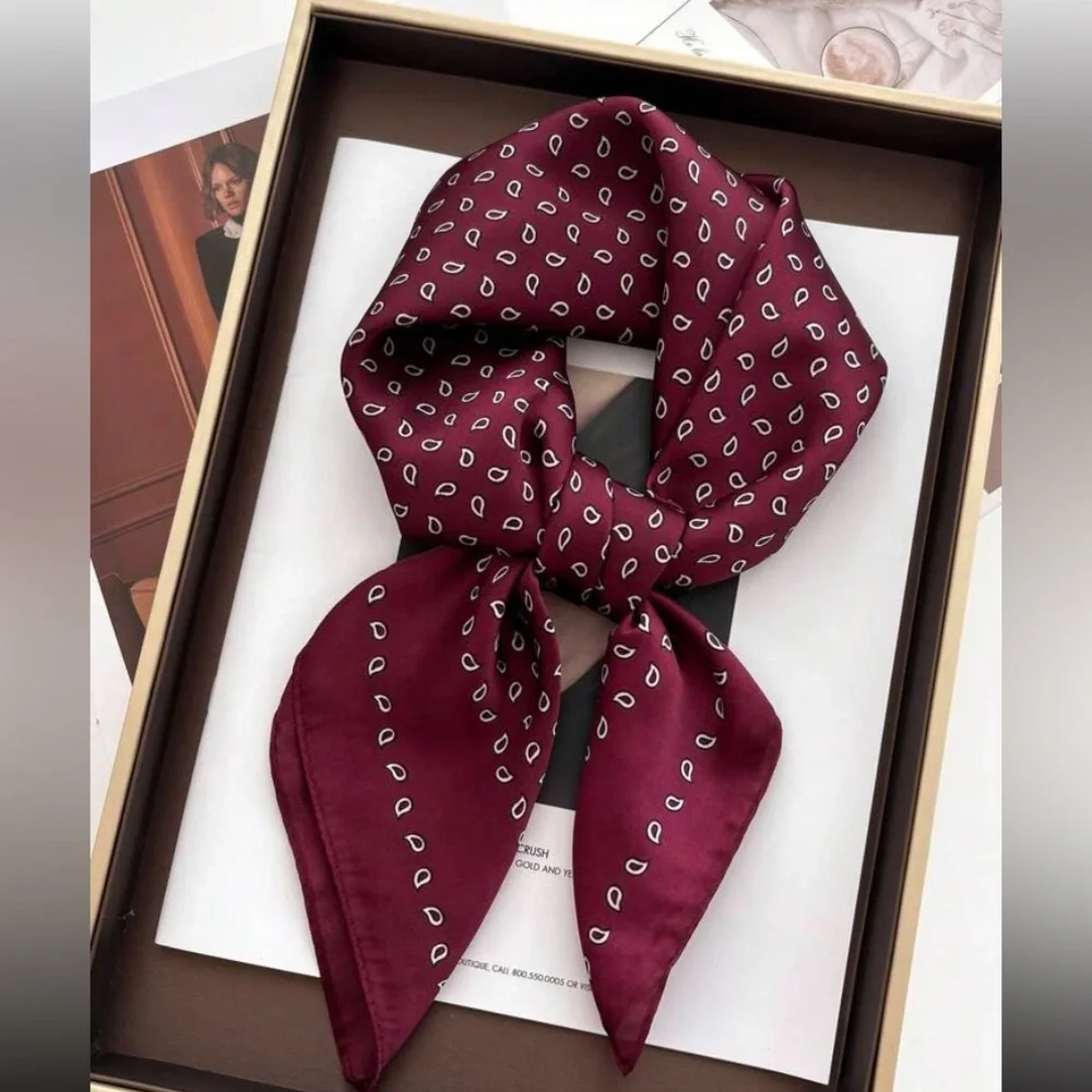 Burgundy Maroon Wine Silk Satin Square Bandana Purse Hair Scarf 27x27 Trending